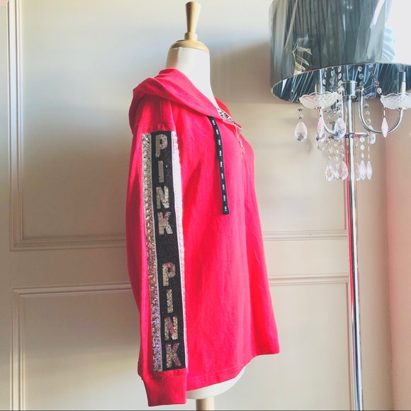VS PINK BLING SEQUIN PERFECT TUNIC HOODIE PULLOVER - Picture 4 of 14